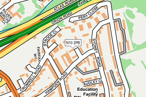 N10 2PB map - OS OpenMap – Local (Ordnance Survey)