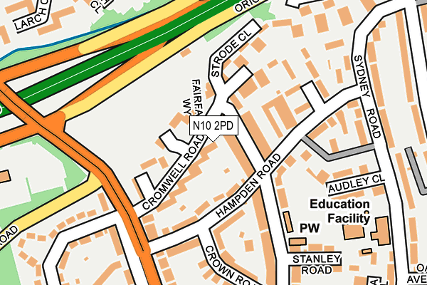 N10 2PD map - OS OpenMap – Local (Ordnance Survey)
