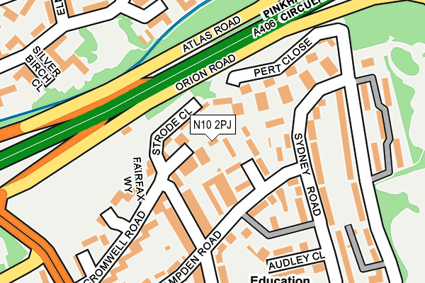 N10 2PJ map - OS OpenMap – Local (Ordnance Survey)