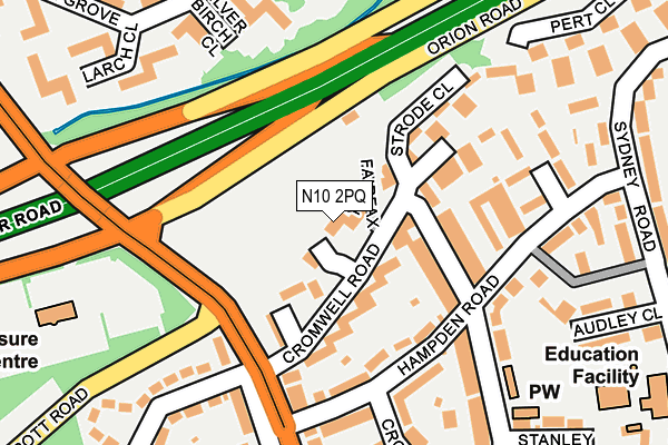 N10 2PQ map - OS OpenMap – Local (Ordnance Survey)