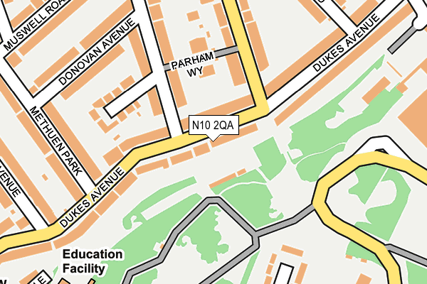 N10 2QA map - OS OpenMap – Local (Ordnance Survey)