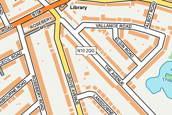 N10 2QG map - OS OpenMap – Local (Ordnance Survey)