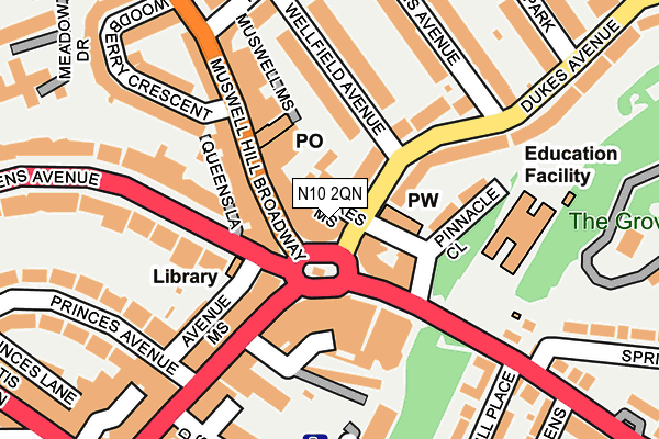 N10 2QN map - OS OpenMap – Local (Ordnance Survey)