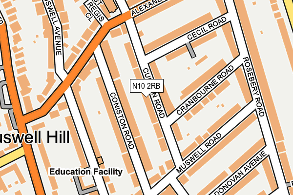 N10 2RB map - OS OpenMap – Local (Ordnance Survey)