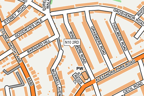 N10 2RD map - OS OpenMap – Local (Ordnance Survey)