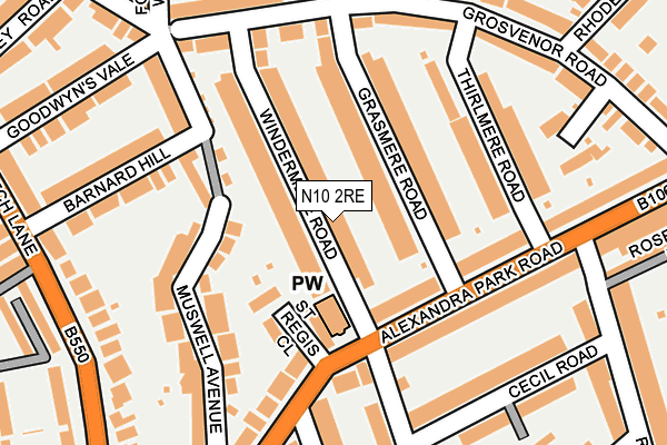 N10 2RE map - OS OpenMap – Local (Ordnance Survey)