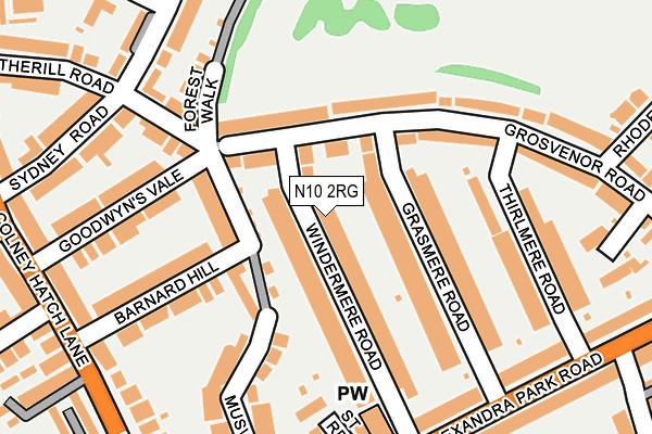 N10 2RG map - OS OpenMap – Local (Ordnance Survey)