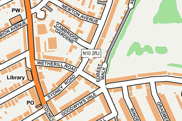 N10 2RJ map - OS OpenMap – Local (Ordnance Survey)