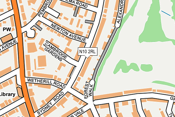 N10 2RL map - OS OpenMap – Local (Ordnance Survey)