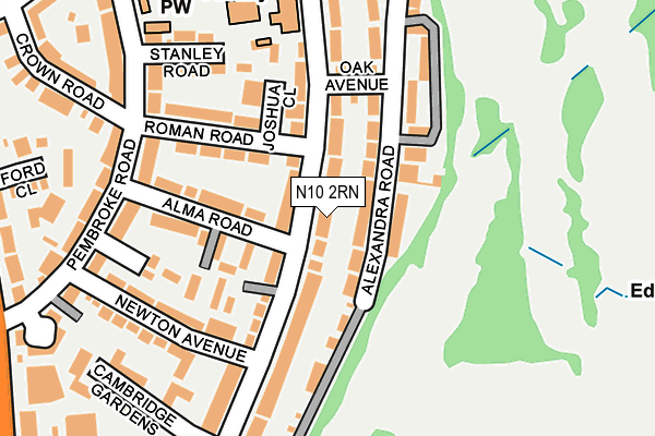 N10 2RN map - OS OpenMap – Local (Ordnance Survey)