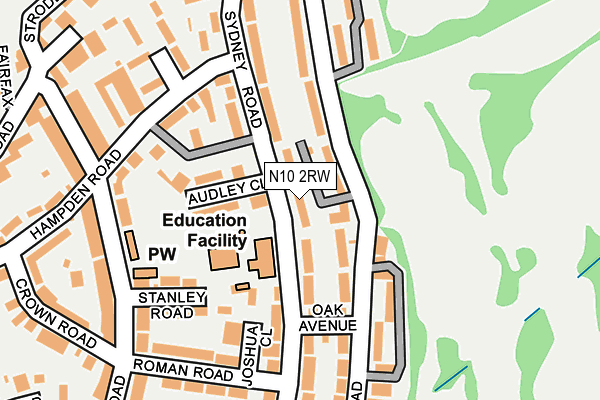N10 2RW map - OS OpenMap – Local (Ordnance Survey)