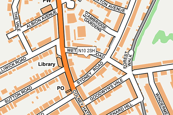 N10 2SH map - OS OpenMap – Local (Ordnance Survey)