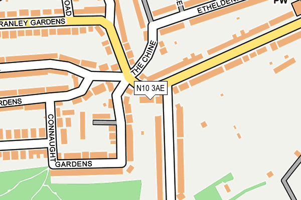 N10 3AE map - OS OpenMap – Local (Ordnance Survey)