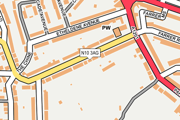 N10 3AG map - OS OpenMap – Local (Ordnance Survey)