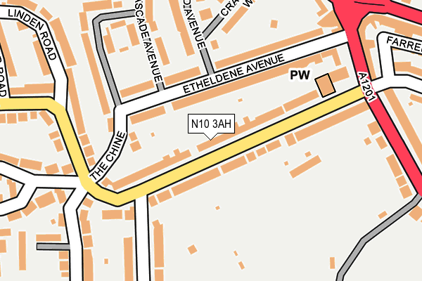 N10 3AH map - OS OpenMap – Local (Ordnance Survey)