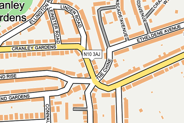 N10 3AJ map - OS OpenMap – Local (Ordnance Survey)