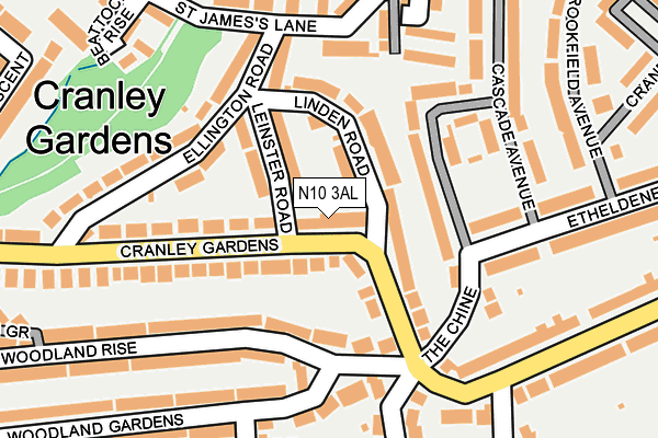 N10 3AL map - OS OpenMap – Local (Ordnance Survey)