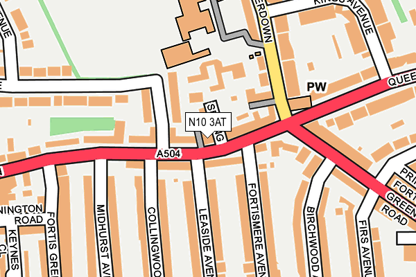 N10 3AT map - OS OpenMap – Local (Ordnance Survey)