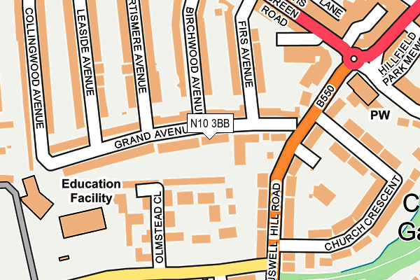 N10 3BB map - OS OpenMap – Local (Ordnance Survey)