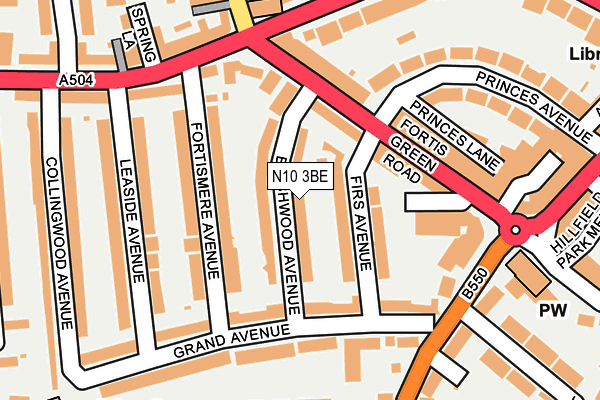 N10 3BE map - OS OpenMap – Local (Ordnance Survey)