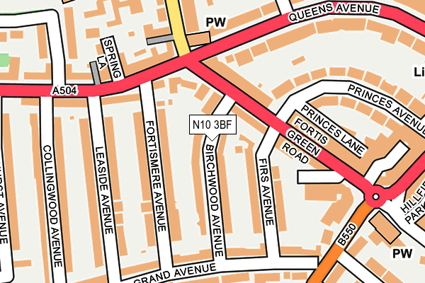 N10 3BF map - OS OpenMap – Local (Ordnance Survey)