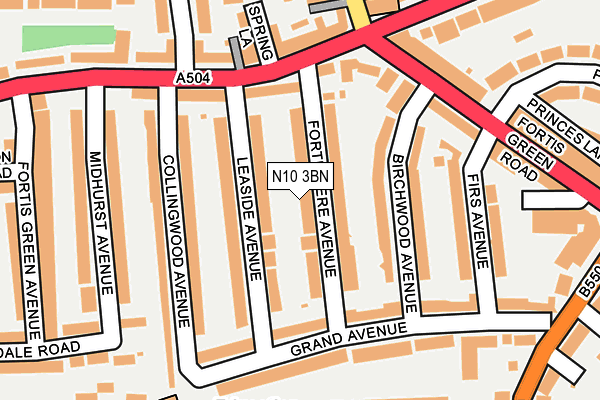 N10 3BN map - OS OpenMap – Local (Ordnance Survey)