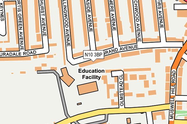 N10 3BP map - OS OpenMap – Local (Ordnance Survey)