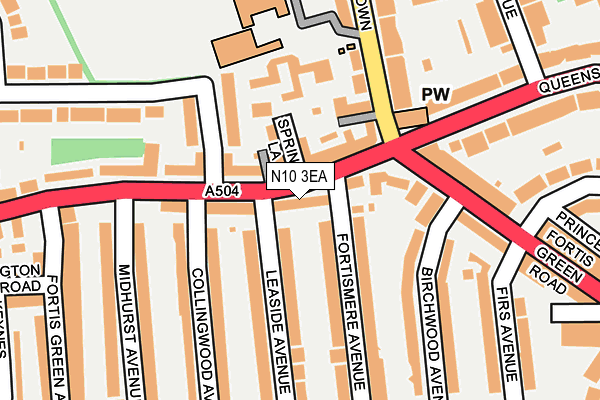 N10 3EA map - OS OpenMap – Local (Ordnance Survey)