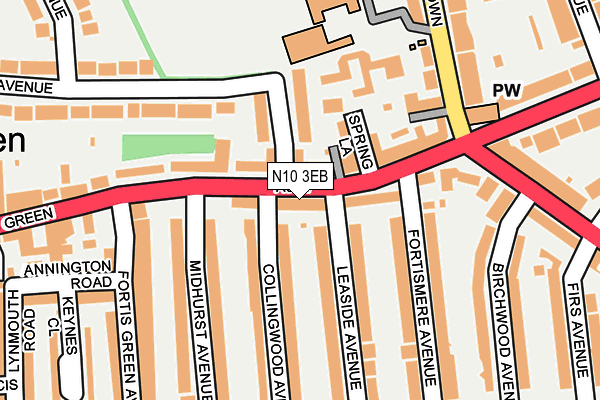 N10 3EB map - OS OpenMap – Local (Ordnance Survey)