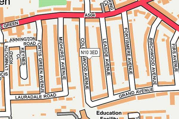 N10 3ED map - OS OpenMap – Local (Ordnance Survey)