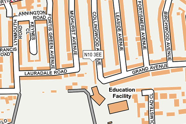 N10 3EE map - OS OpenMap – Local (Ordnance Survey)