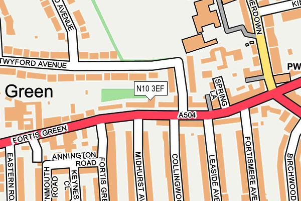 N10 3EF map - OS OpenMap – Local (Ordnance Survey)