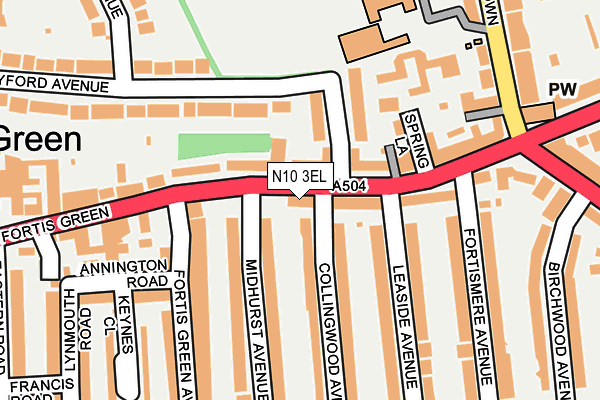 N10 3EL map - OS OpenMap – Local (Ordnance Survey)