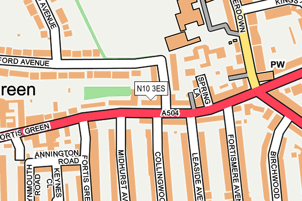 N10 3ES map - OS OpenMap – Local (Ordnance Survey)