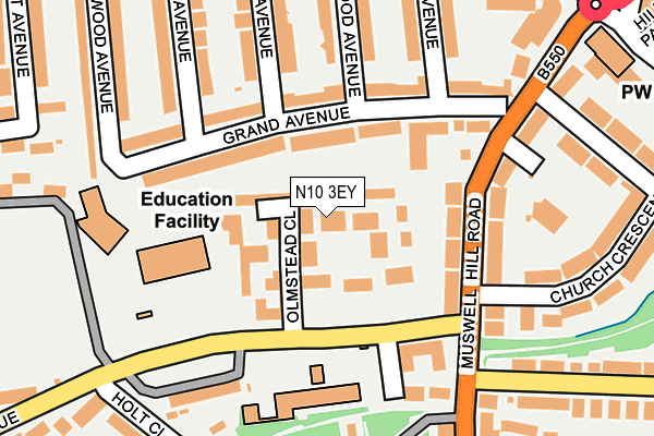 N10 3EY map - OS OpenMap – Local (Ordnance Survey)