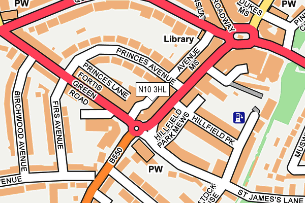 N10 3HL map - OS OpenMap – Local (Ordnance Survey)