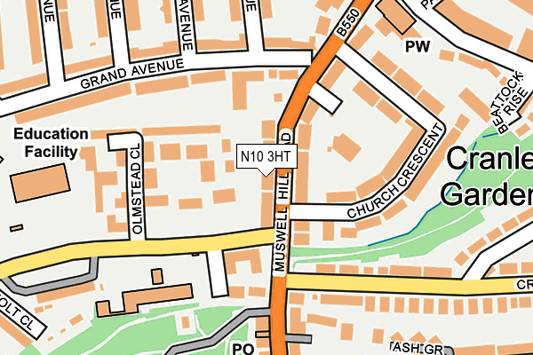 N10 3HT map - OS OpenMap – Local (Ordnance Survey)