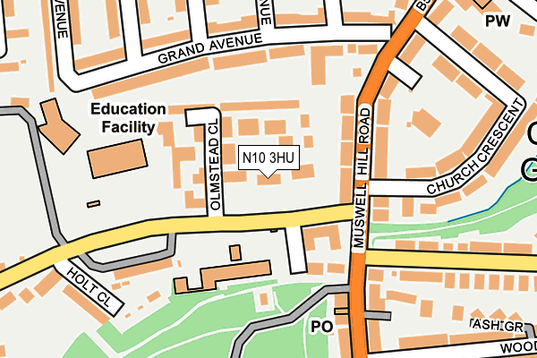 N10 3HU map - OS OpenMap – Local (Ordnance Survey)