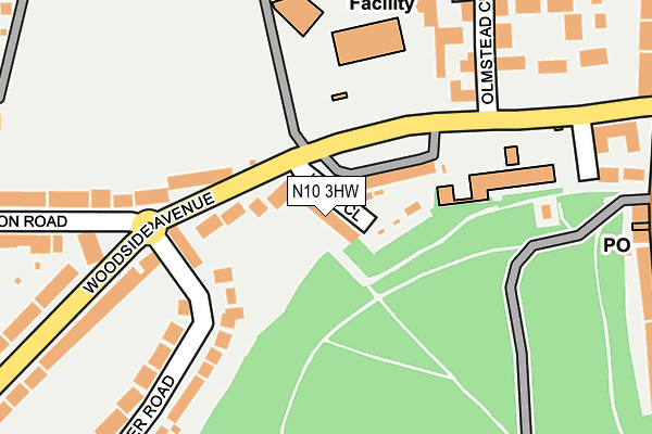 N10 3HW map - OS OpenMap – Local (Ordnance Survey)