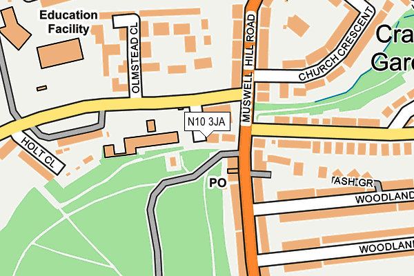 N10 3JA map - OS OpenMap – Local (Ordnance Survey)