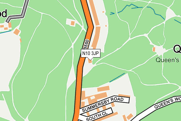 N10 3JP map - OS OpenMap – Local (Ordnance Survey)