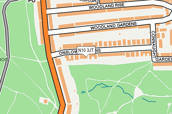 N10 3JT map - OS OpenMap – Local (Ordnance Survey)