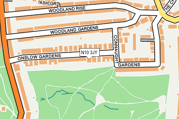 N10 3JY map - OS OpenMap – Local (Ordnance Survey)