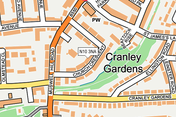 N10 3NA map - OS OpenMap – Local (Ordnance Survey)