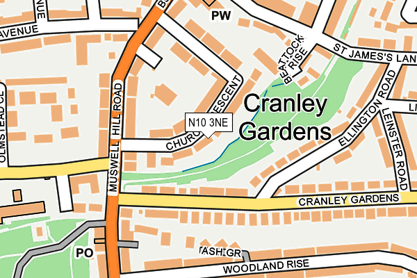 N10 3NE map - OS OpenMap – Local (Ordnance Survey)