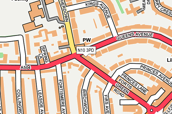 N10 3PD map - OS OpenMap – Local (Ordnance Survey)