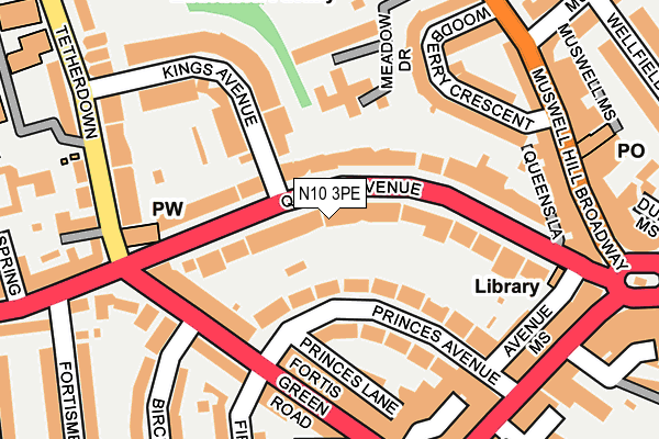 N10 3PE map - OS OpenMap – Local (Ordnance Survey)