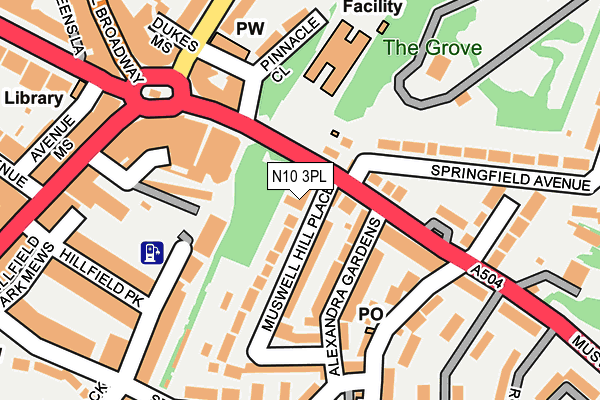 N10 3PL map - OS OpenMap – Local (Ordnance Survey)