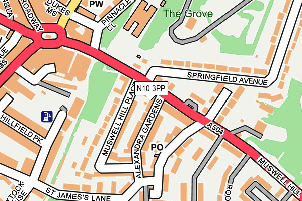 N10 3PP map - OS OpenMap – Local (Ordnance Survey)