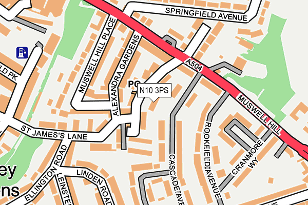 N10 3PS map - OS OpenMap – Local (Ordnance Survey)